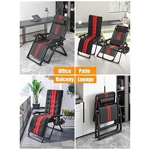 Fauteuil de jardin pliable zero gravity en acier avec coussin