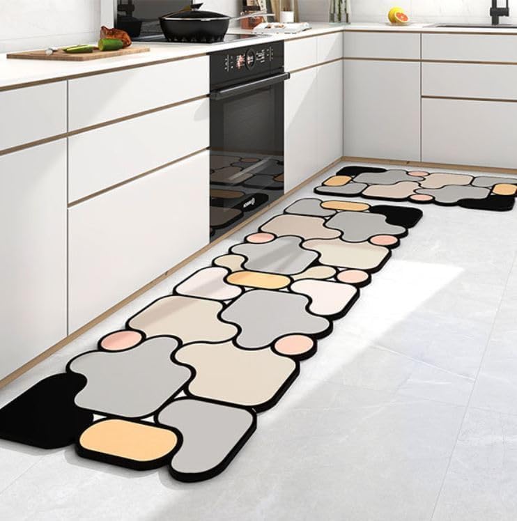 Image of Glaceon Kitchen Rugs and Mats Non Skid Washable Set of 2 - Waterproof Memory Foam Standing Desk Floor Mat Non Slip, Comfort Runner Rug for Kitchen Home Office (118 * 38cm, 38 * 58cm)
