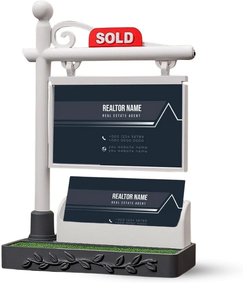 Custom Real Estate Business Card Holder | Realtor Card Holder – SOLD Sign for Real Estate Broker & Agents | Realtor Marketing | Realtor Gift (Design 5)
