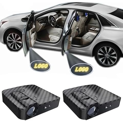 NewL 1 Pairs Custom Logo LED Projector Carbon fiber Car Door Step Courtesy Welcome Lights Shadow LED Lights Cover