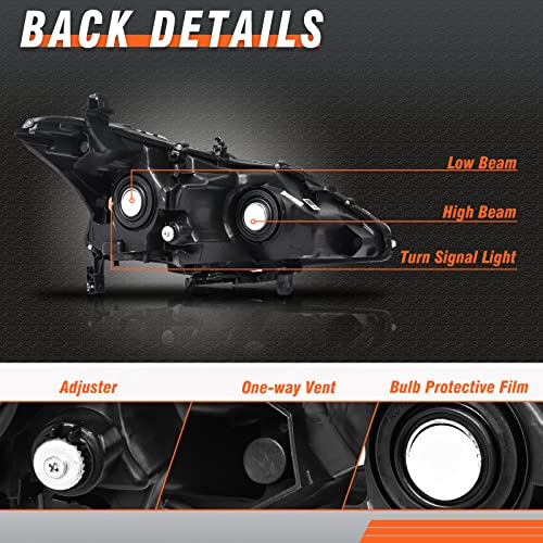Image of Headlight Assembly for 13-15 Nissan Altima Compatible with 2013 2014 2015 Nissan Altima Only fit 4 Door Driver and Passenger Side Chrome Housing Clear Lens(W /O Bulbs)