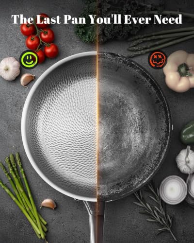 Image of Titanium Pans for Cooking, 8 /10 /12 Inch Non-Toxic Frying Pan with Lid