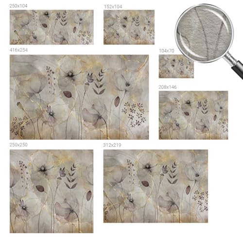 Papier peint fleurs délicates 312x219 cm avec colle incluse pour déco salon