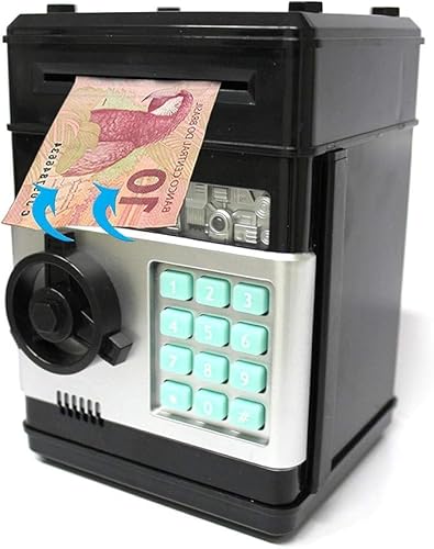 Mini Cofre Eletrônico Digital Senha 4 Dígitos Notas e Moedas (PRETO)