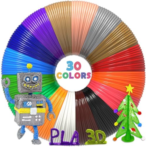Aozzy 3D Stylo Fils Filament, Filament PLA 1.75mm Lot de 30 Couleurs DiffÃ©rentes, 197" Chaque Couleur, Pour Imprimante 3D et Stylo 3D