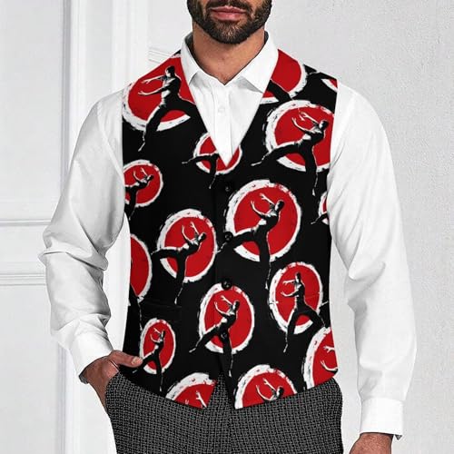 Qigong Wushu Teacher Tai Chi Pose Trendy Vest Suit for Men V Neck Formal Dress Waistcoat Vests Business Slim Fit4