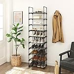 Stanz (TM) 10 Tier 20 Pairs Shoe Rack, Shoe Tower Shelf Entryway Cabinet Storage Organizer, Black