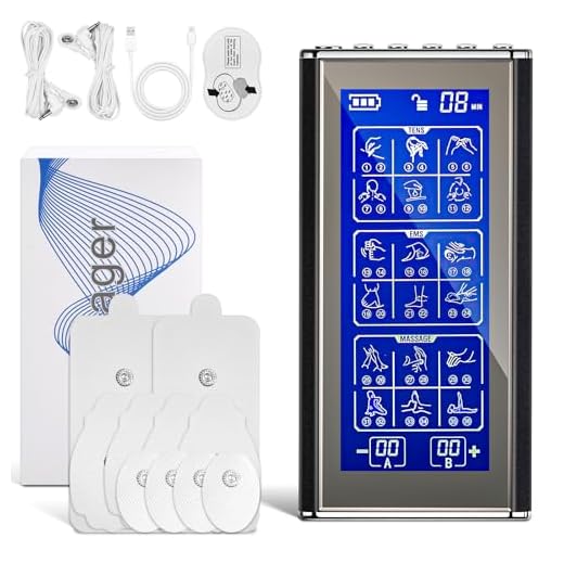 ASONINE Electroestimulador Muscular 3 en 1 TENS Electroestimulador 2 Canales con Función TENS EMS y Masaje, 36 Modos y 20 Intensidad con 10 Electrodos para El Alivio Del Dolor y Entrenamiento