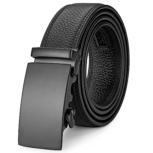 EVIRON Men's Full Grain Leather Belt,Ratchet Belt with Sliding Buckle,Trim to Fit,Adjustable.