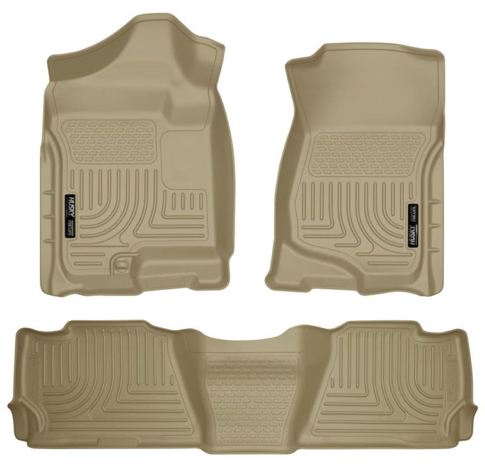 Husky Liners Weatherbeater Series | Front & 2Nd Seat Floor Liners - Tan | 98253 | Fits 2007-2014 Cadillac Escalade/Chevrolet Tahoe/Gmc YUKon 3 Pcs