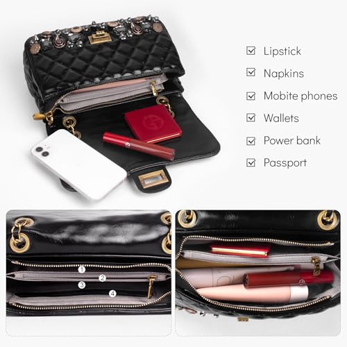 Leather Crossbody Bags for Women, Crossbody black purse with Handbag Shoulder Bag4