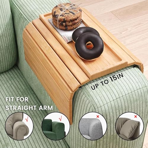 Bandeja de sofá para reposabrazos en madera natural de salón 5