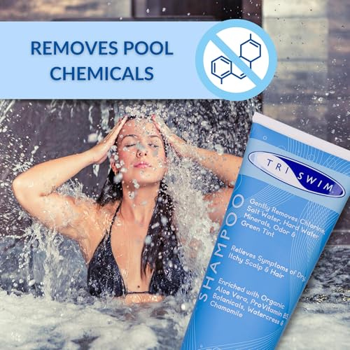 TRISWIM Chlorine Removal Hair Care Bundle | After Swim Blue Shampoo and Conditioner Set | Anti-Chlorine Hair Treatment For Swimmers | Removes Green Tint | Vegan & Cruelty Free (251+250ml) - Image 5