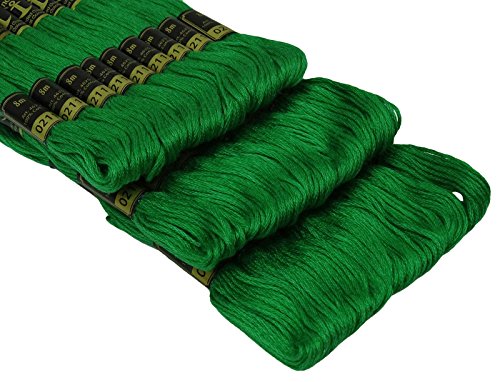 Image of Cross Stitch Hand Embroidery Thread Stranded Cotton Craft Sewing Floss 25 Skeins-Green