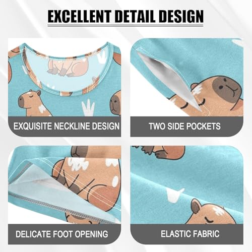 Pajama Short Sets Cute Brown Animals Pattern Soft Cotton Summer Sleepwear 2 Piece PJS Size 5-14T3