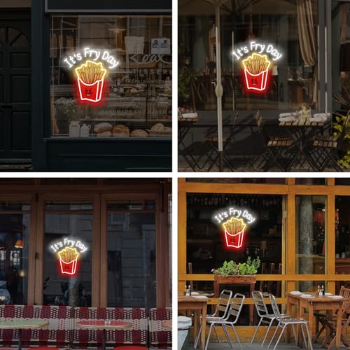 Image of French Fries Neon Light,It's Fry Day Neon Sign,Fast Food Neon,Food Shop Restaurant Wall Decor,Shop Sign,Home Kitchen Wall Decor,Fries Lover's Gift Restaurant Shop Unique Business Fast Food Shop