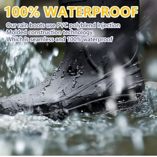 Rain Boots for Women men, Rubber Boots Waterproof with PVC Unique Design, Comfort Lightweight Work Mud Boots, Resistant Durable Slip Garden Boots for Fishing Farming Gardening3