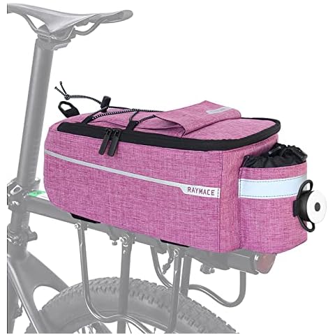 RAYMACE Bike Trunk Cooler Bag With Tail Light,Bicycle Rear Rack Bag Insulated Storage 8L,Pannier Bag (Violet) Cover