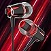 Earbuds, in-Ear Headphones Earphones with 3.5mm Jack Heavy bass Earphone Call with Mic Stereo Earbud Metal Headphones YENIE (Red and Black 2 Pairs)