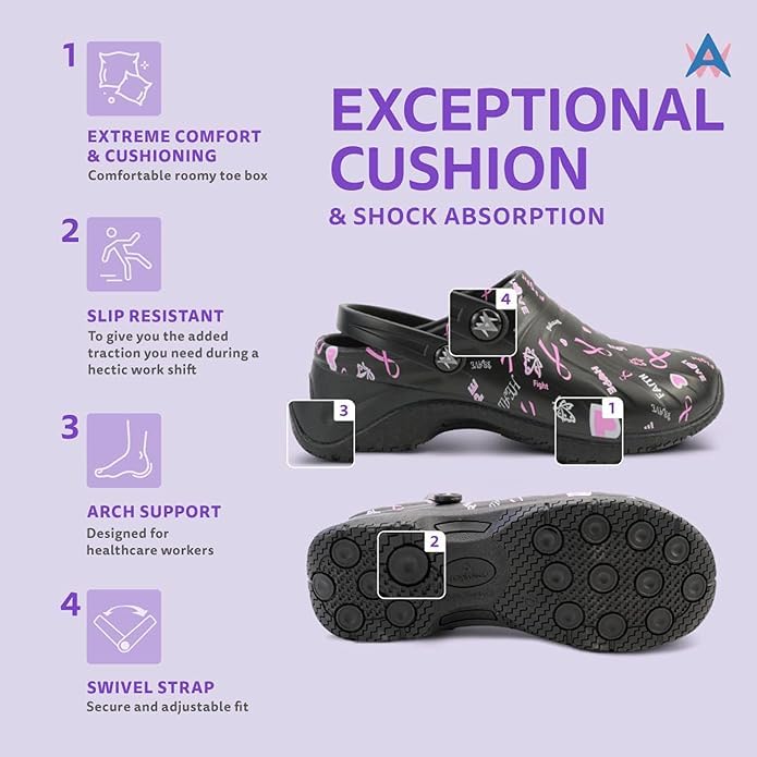 Image of Anywear Zone Clogs - Water Resistant EVA Non Slip Work Shoes Women - Slip Resistant Work Shoes for Women - Nursing Clogs with Back Strap - Arch Support with Swivel Strap - Lightweight & Easy to Clean