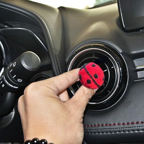 Image of ORIESSE Ladybug Car Air Freshener Vent Clip,Cute Red Car Decor,Girly Handmade Wool Felt Essential Oil Diffuser Air Vent Clip for Women