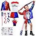Luclay Quinn Kostüme Kinder- Mädchen Bösewicht Kostüm Cosplay Suicide Clown Kostüm Kit mit Jacke, T-Shirt, Shorts, Handschuh Perücken Tattoo Baseballschläger für Halloween Karneval Cosplay Faschings Ort mit günstig Kaufen-Luclay Quinn Kostüme Kinder- Mädchen Bösewicht Kostüm Cosplay Suicide Clown Kostüm Kit mit Jacke, T-Shirt, Shorts, Handschuh Perücken Tattoo Baseballschläger für Halloween Karneval Cosplay Faschings