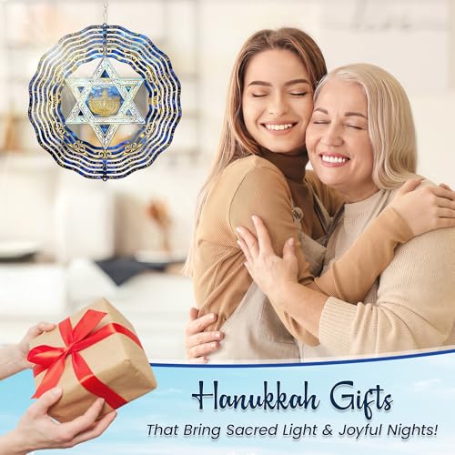 Image of FLAGWIX Star of David Hanukkah Wind Spinner, 12 in Stainless Steel