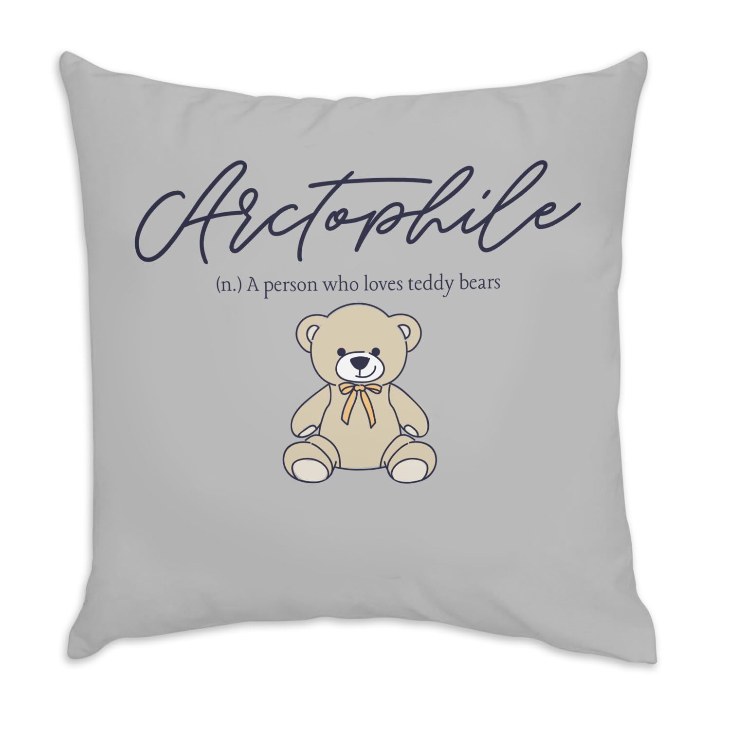 Fabulous Grey Velvet Cushion – Arctophile Teddy Bear Teddy Bear Collector – 40 x 40 cm – Velvet Feel – Cover and Cushion Included