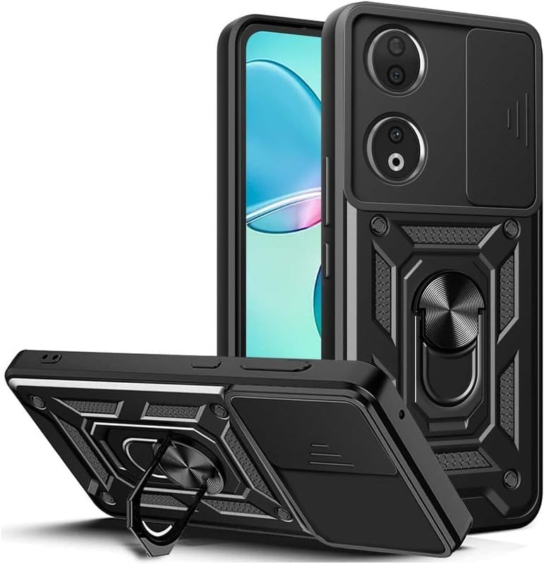 SmartPoint Shutter Ring Case for Honor X7b, Military Grade Protection Phone Case with Slide Camera Cover/Rotation 360 Ring Stand Hard Case for Honor X7b - Black (B0CW9QKFK6) Amazon Price History, Amazon Price Tracker