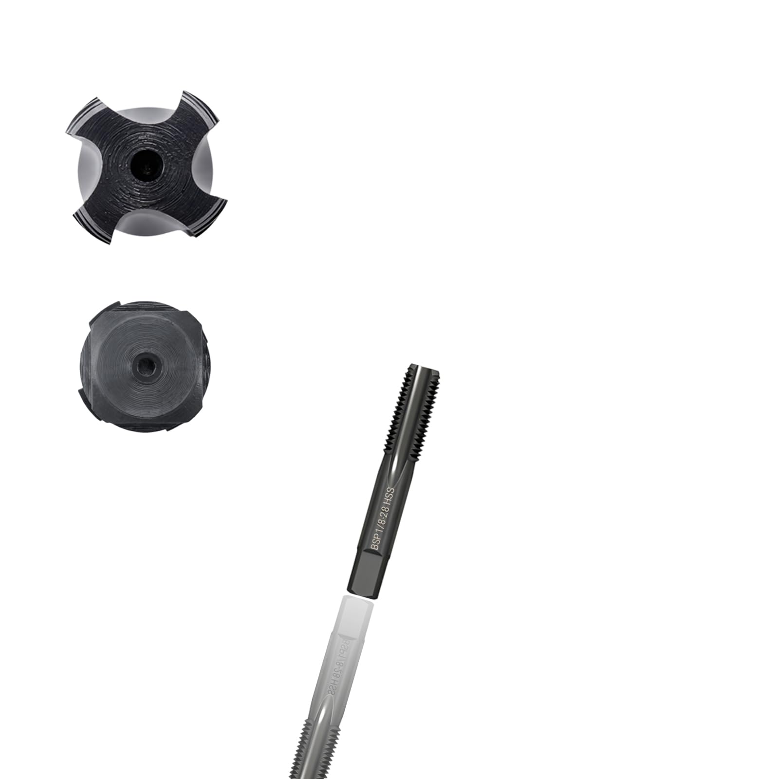 WojBear 1 PCS 1/8 inch BSP Pipe Tap, 4341 Steel Threader Overall Black Nitriding, Hand Threading Plumbing Tap Set for Accurate Threads, Assorted Plumbers DIY Thread Cutting Tools