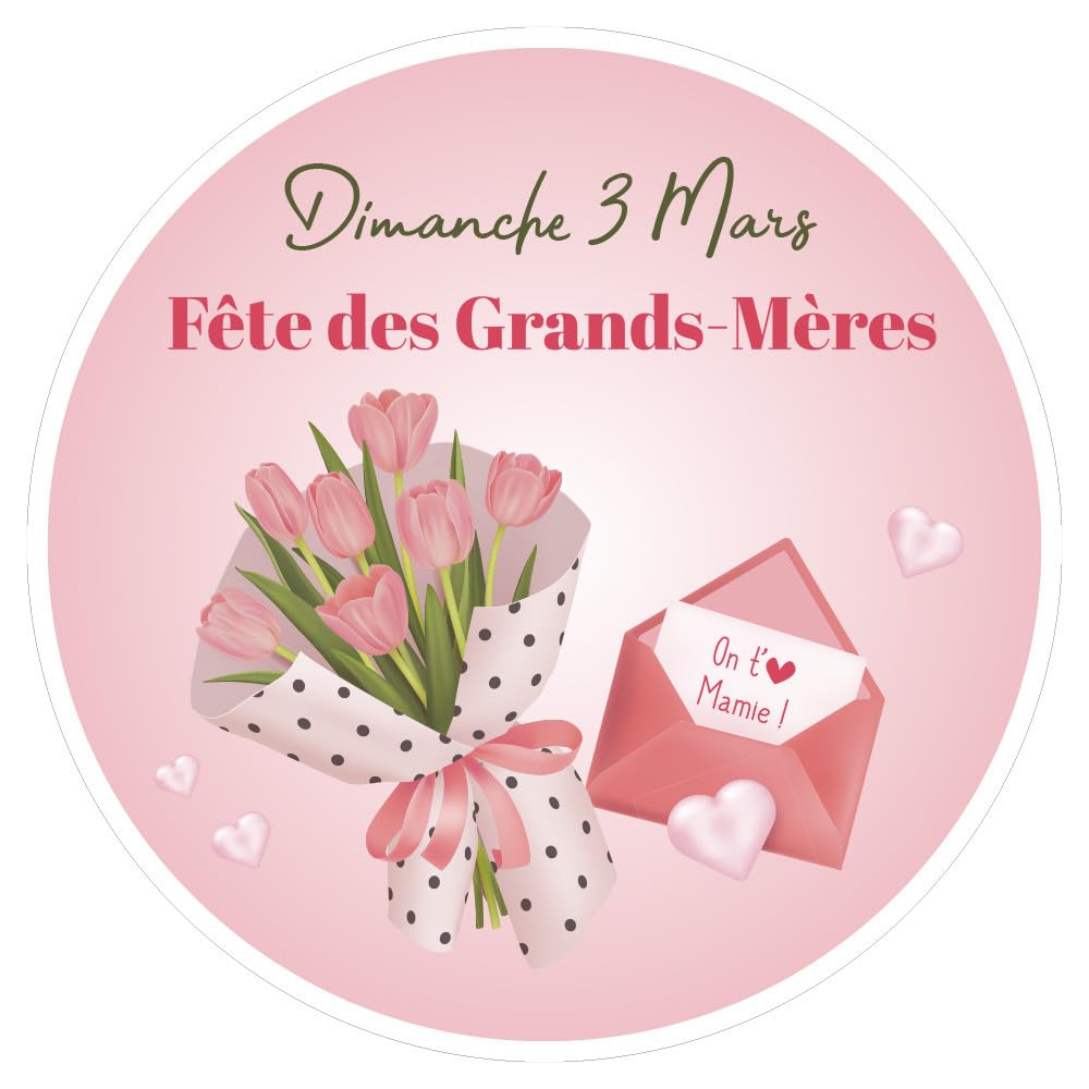 Adzif.biz Le sticker de decoration - Sticker Vitrine Fête des Grands Mères Date Personnalisable, Autocollant décoratif fête des mamies à Personnaliser pour vitrine commerçant