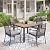 MIXPATIO 5 Piece Patio Metal Dining Set, Outdoor Table and Chairs for 4, Powder-Coating Steel Chairs with 4" Thickened Cushions, 42" Square Wood Grain Table with 1.57" Umbrella Hole for Deck Backyard