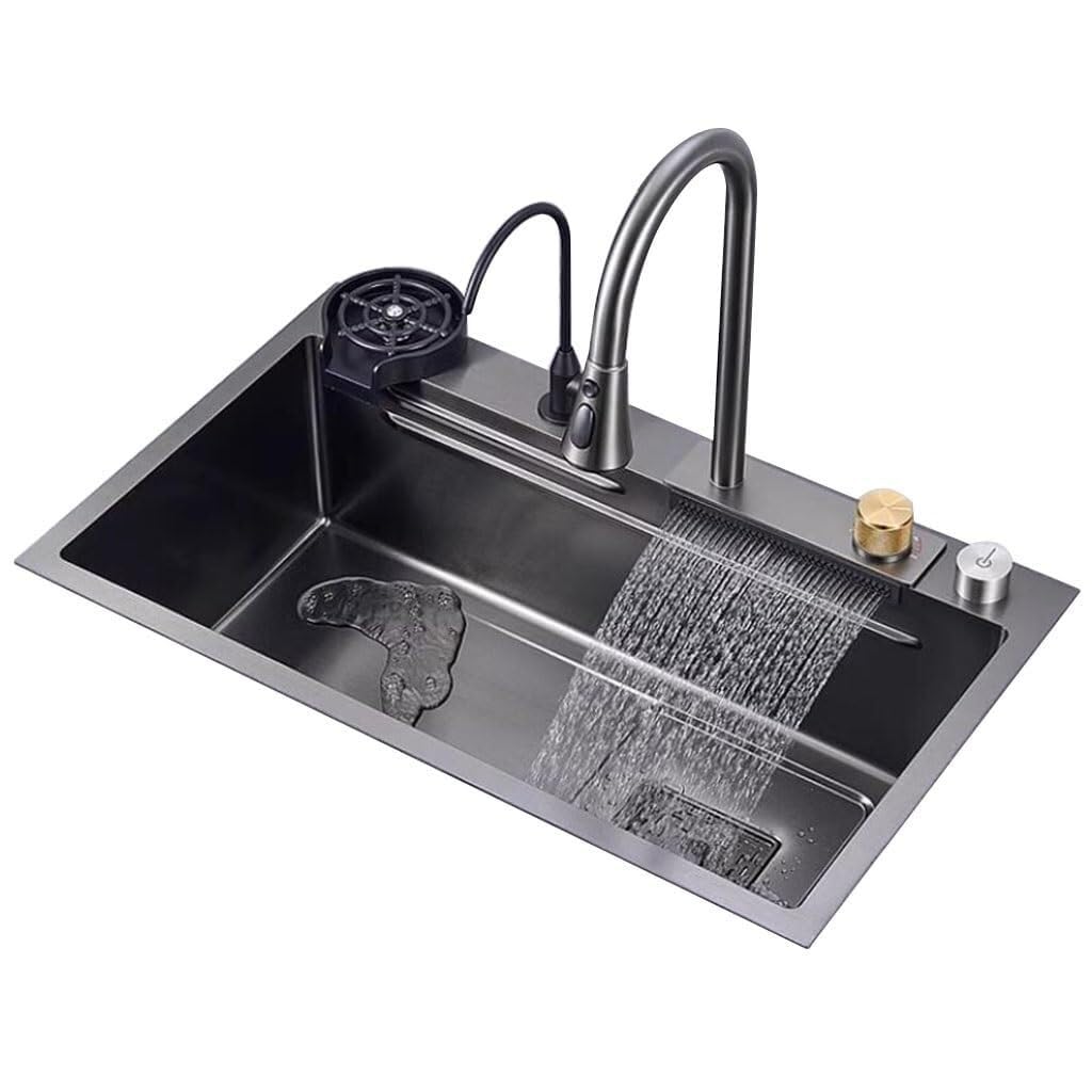 Évier de cuisine cascade en inox pour équiper une buanderie moderne ou un balcon dînatoire de 80cm