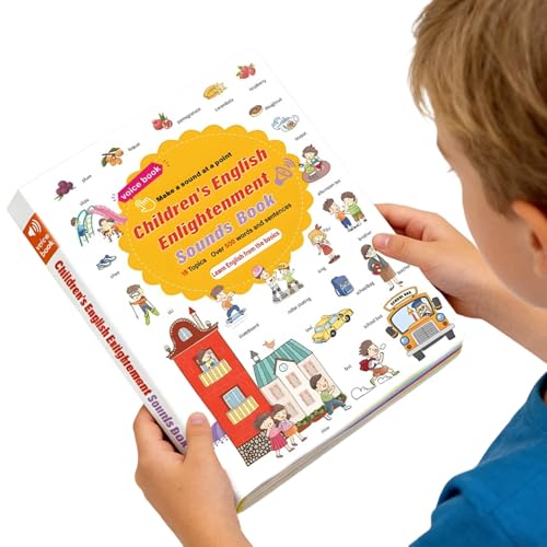 Libri interattivi di suono in lingua inglese per bambini, giocattolo educativo per bambini in età prescolare, libri elettronici interattivi con oltre 500 parole | per uso in età prescolare, asilo