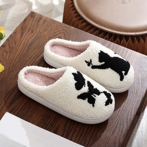 Image of Highland Cow Slippers for Women Plush Scottish Highland Cow Animal Slippers Warm Non Slip Home Indoor Slippers
