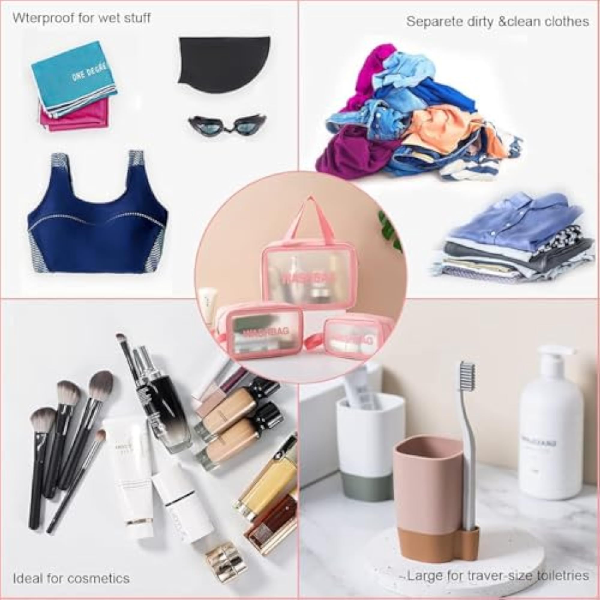Clear Makeup Pouch Set for Women and Girls Travel