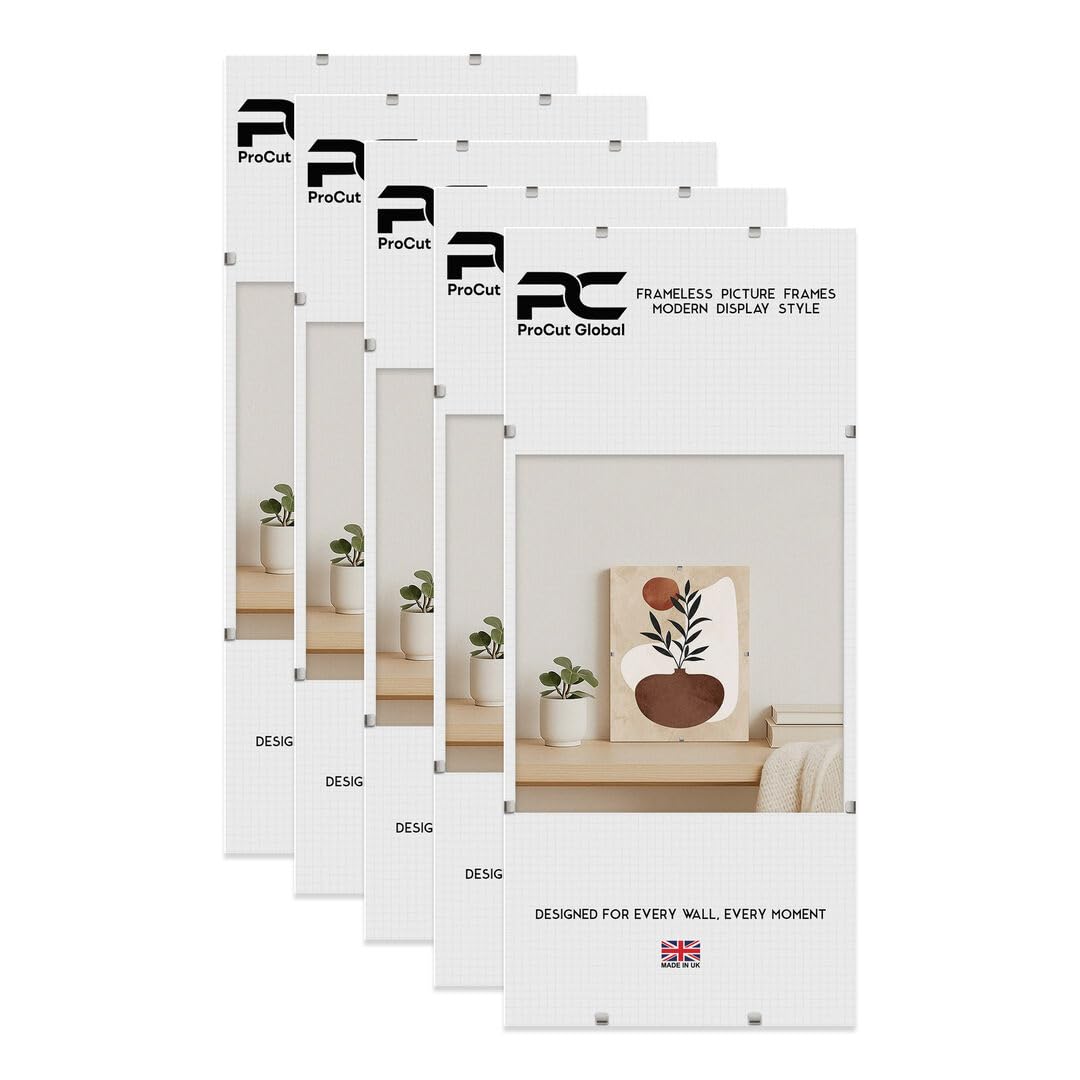 Procut Global 24x12" Frameless Clip Picture Frames For Photos - Pack of 5 — image 1