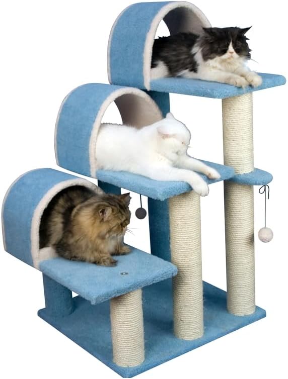 Maykoosh Cat Steps Stairs Ramp with Scratching Posts & Tunnels - Ivory