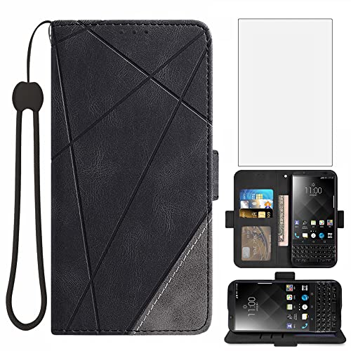 Asuwish Coque pour Blackberry KEYone avec Verre Trempé Rabat Support Cuir Porte Carte Portefeuille...