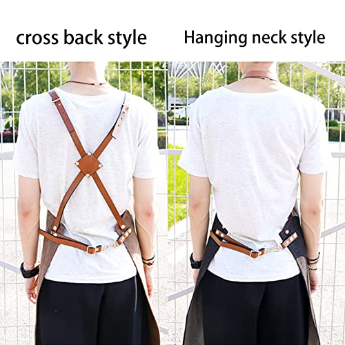 FYYYY Delantal Cocina, Delantal De Herramientas Multiusos con Toallero, Mono De Lona, Barbacoa/Pintura/Cocina para… - Imagen 4