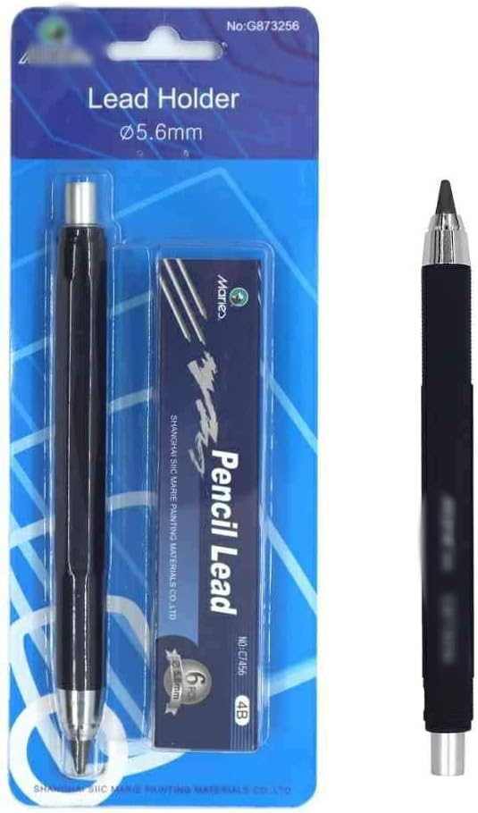 Mechanical Pencil With Clutch Mechanism For 2B, 4B, 6B, 8B Leads + 6 Lead Refills (4B/5.6mm)