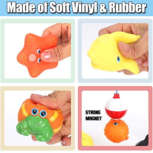 Magnetic Toddler Bath Toys | Kids Fishing Pool Game Set Of 2 Fishing Poles, 8 Rubber Sea Animals, & Net | Water Toys With Mesh Organizer Bag #TOP2