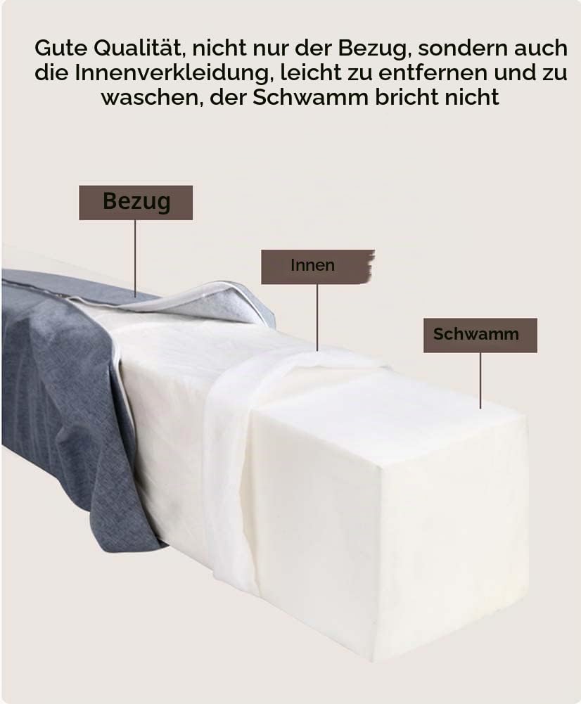 YURRO Dickes Bettspaltfüller, Memory-Foam-Kopfteil gepolstert, Matratzenverlängerung, Bettbrücke, Doppelbett zu King/Queen-Konverter-Set, Nackenrolle, langes Kissen