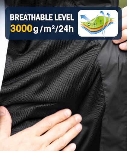 SWISSWELL Rain Jacket Men Waterproof Windbreaker, Lightweight Hooded Raincoat for Daily Casual3