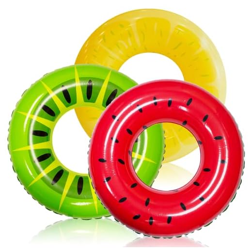 JOYIN Inflable Flotador de Piscina Rueda Hinchable Anillo de Natación 3pcs Flotadores de Frutas para Juguete de Piscina Verano Playa Fiesta