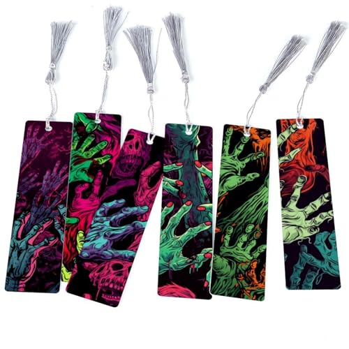 Marque-pages d'Halloween main de zombie x6 pour livres enfants et adultes