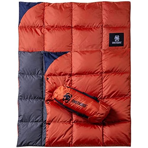 OneTigris Down Camping Blanket for Cold Weather Packable Puffy Backpacking Lightweight Quilt Hiking Gardening Travel Beach Picnic