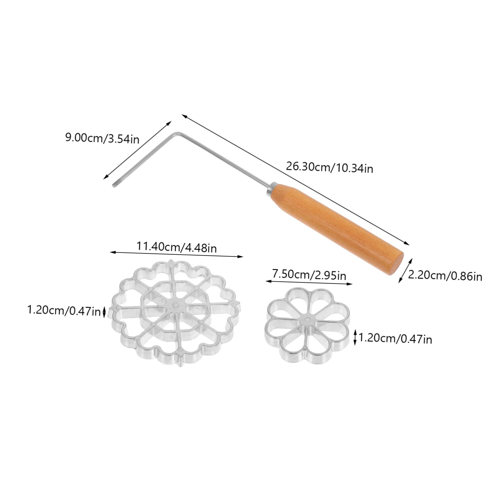 CIYODO 3pcs Bunuelos Set with - Wooden Handle Nonstick Cooking Stamp for Shrimp Cakes Versatile Kitchen Tool for Baking and Frying Home Restaurant