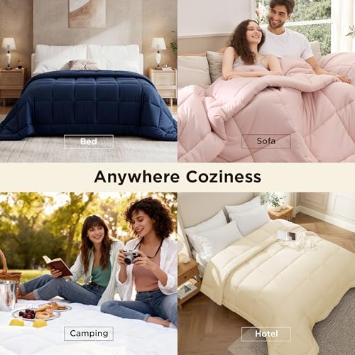 Image of Bedsure Comforter Duvet Insert - Quilted Comforters Oversize Queen, All Season Duvet, GentleSoft Down Alternative Bedding, with 8 Tabs, Gifts for Women /Men, Navy Blue, Oversize Queen 98 x 98 Inches