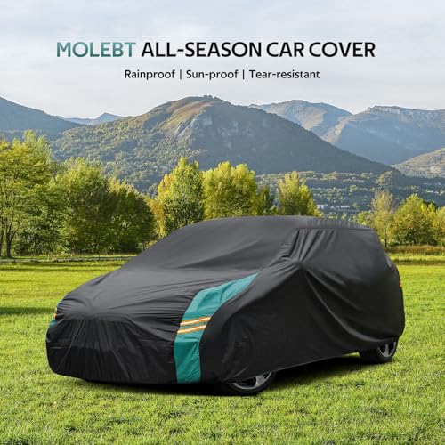 Image of Car Covers for Hatchback Waterproof All Weather, Universal Fit for Mini Cooper, Toyota Yaris, Kia Rio, Mirage, Ford Fiesta, Rain Winter Sun Protection. (Length: 143 inch-163 inch)